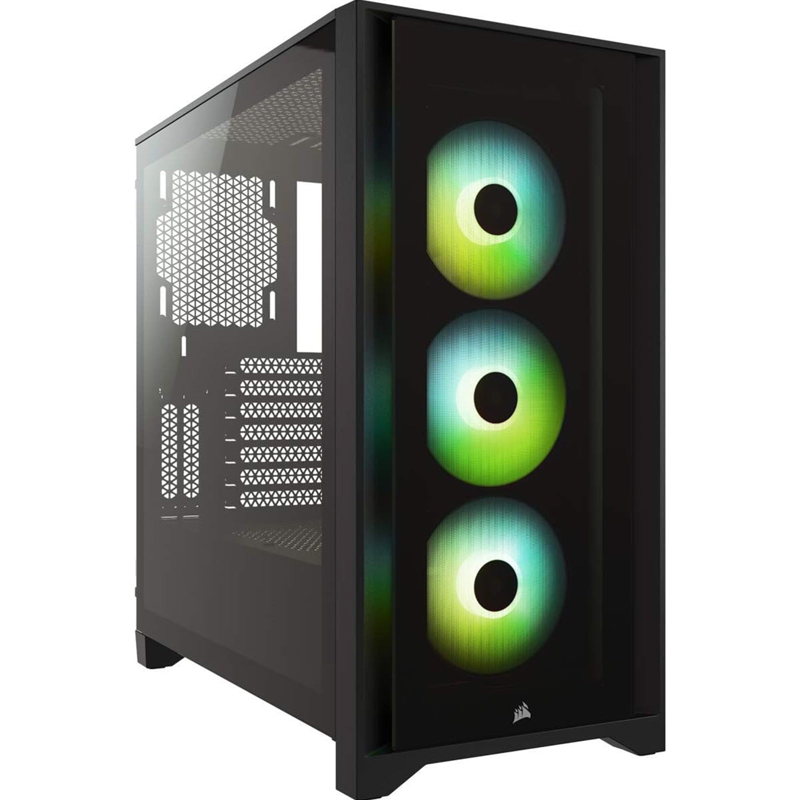 Corsair iCUE 4000X RGB Gaming Case w/ Tempered Glass Window, E-ATX, 3 x AirGuide RGB Fans, Lighting Node CORE included, USB-C, Black