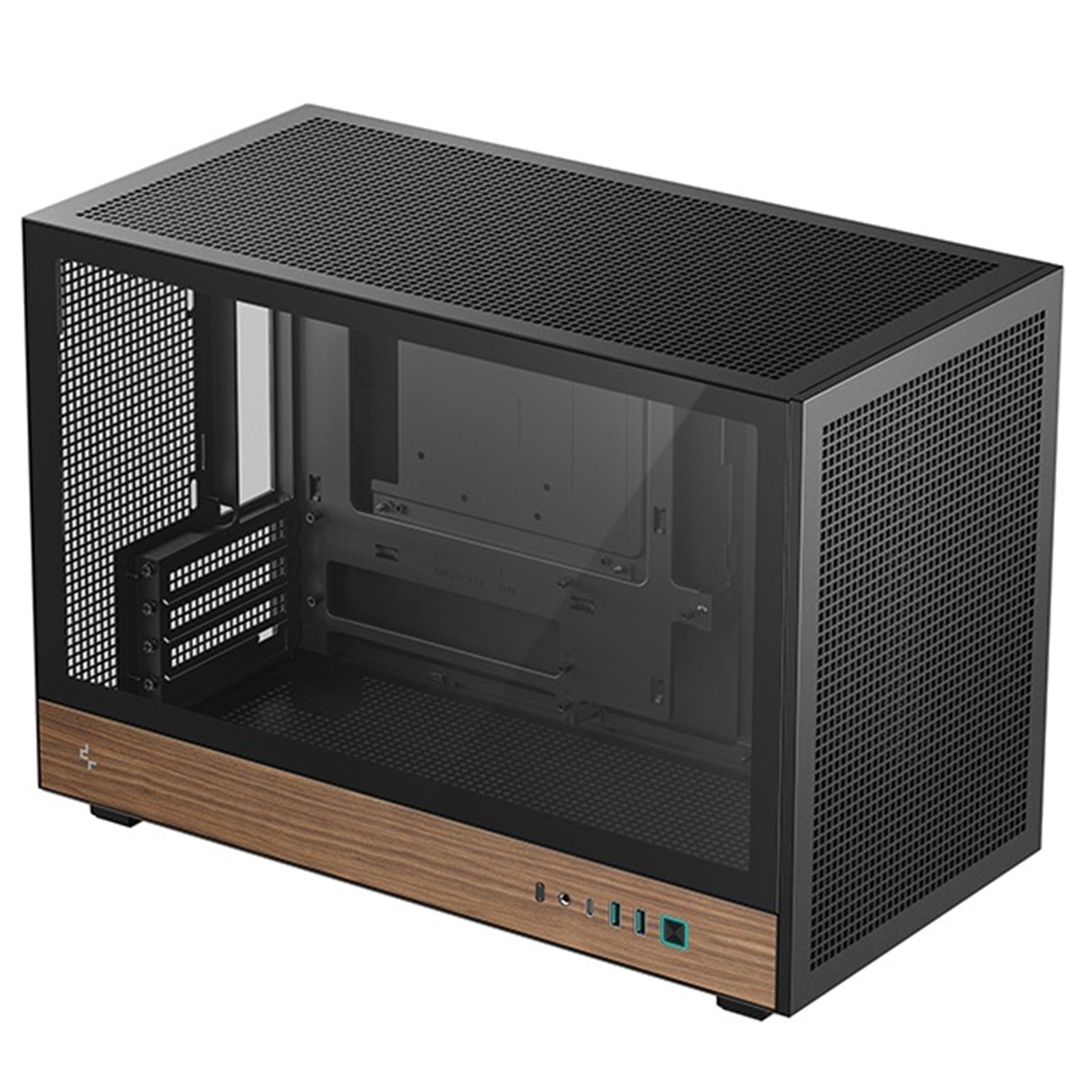 DeepCool CH260 Micro-ATX Mini Tower PC Gaming Case, Wood, Tempered Glass Side Panel USB Type-C High Airflow Supports ATX PSU & RTX GPUs Black