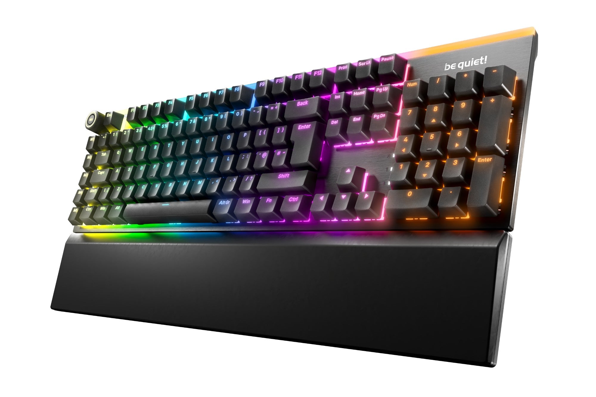 Be Quiet! Light Mount Silent Linear ARGB Mechanical Keyboard, 3D Media Wheel, 5 Macro Keys, silent keystrokes, hot-swappable 5-pin MX-style switch socket