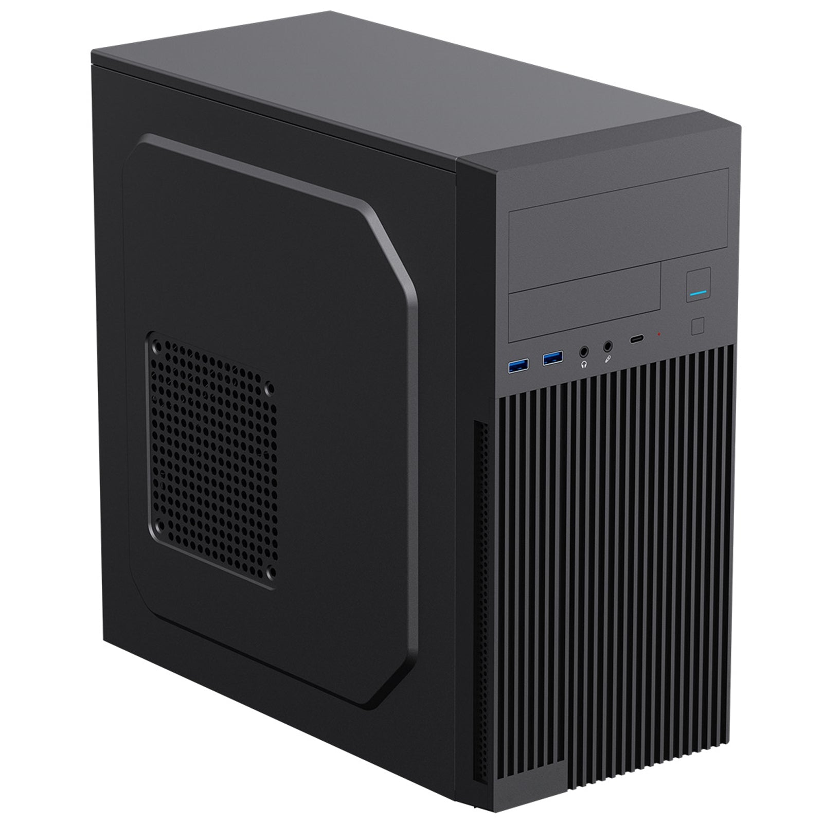 CiT Mentor Micro-ATX Office PC Case With USB Type C and 80mm Rear Black Fan Included
