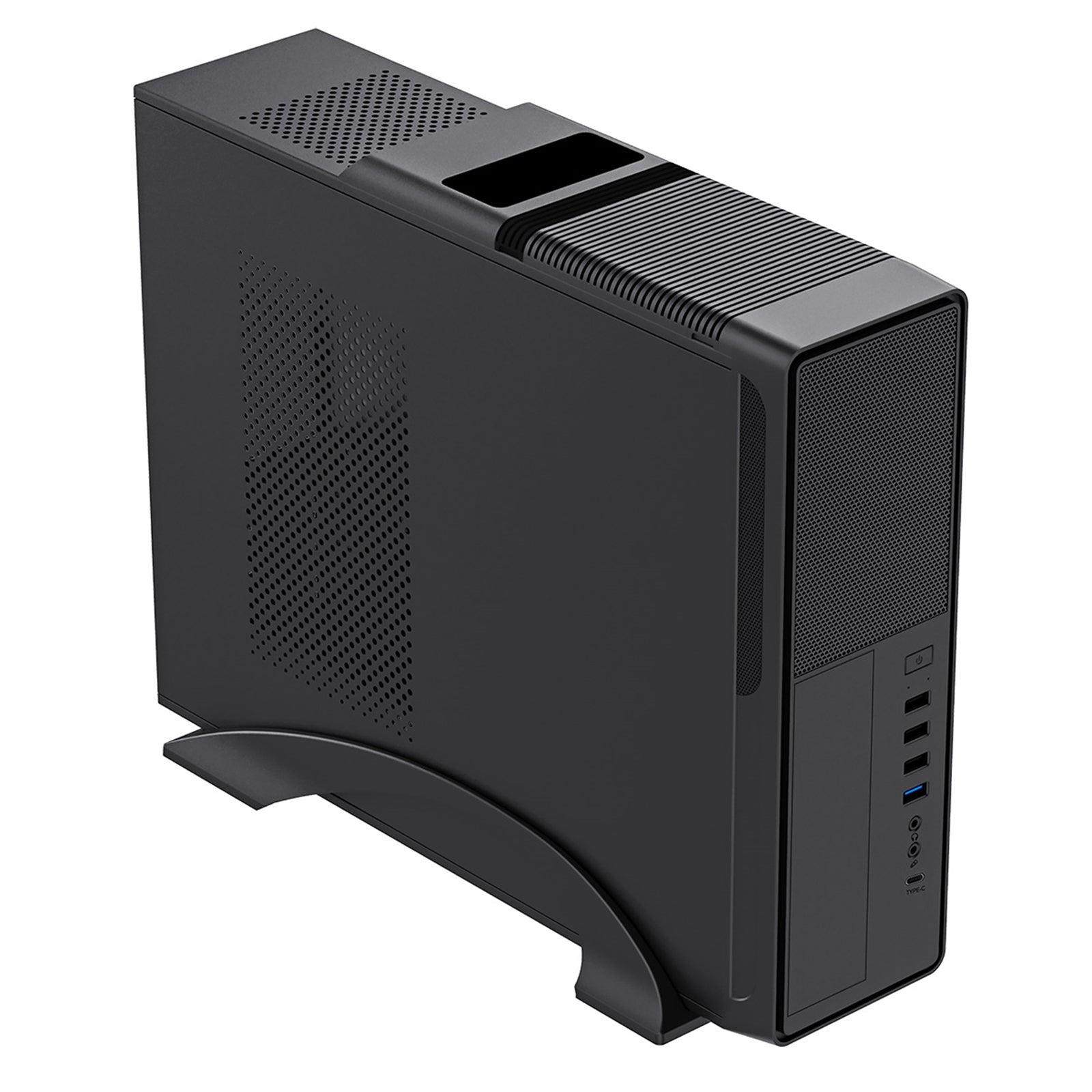 CiT S014C Black Slim Micro ATX/ITX Desktop Case with 300W Power Supply, USB 2.0, USB 3.0 Type-A & Type-C Ports