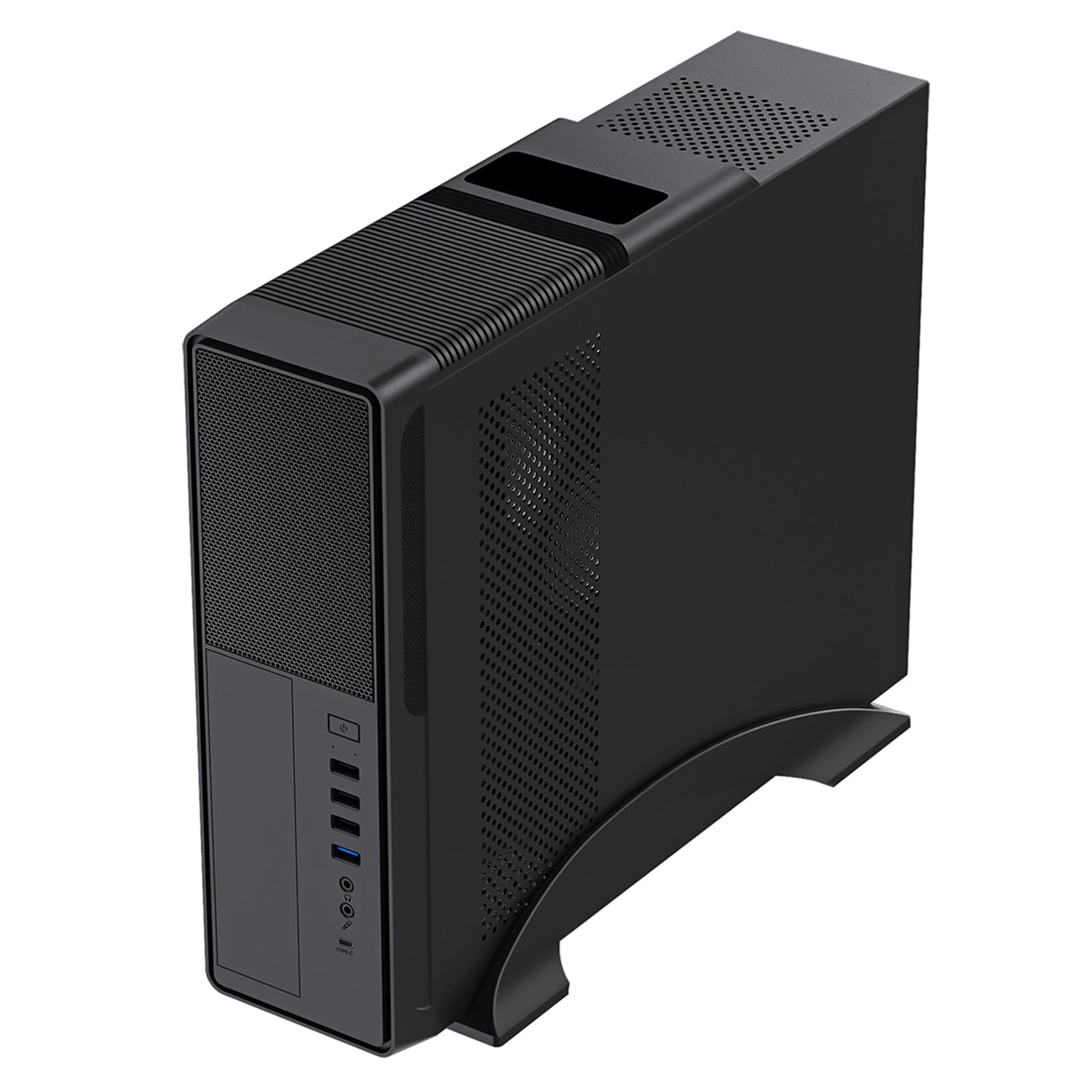 CiT S014C Black Slim Micro ATX/ITX Desktop Case with 300W Power Supply, USB 2.0, USB 3.0 Type-A & Type-C Ports