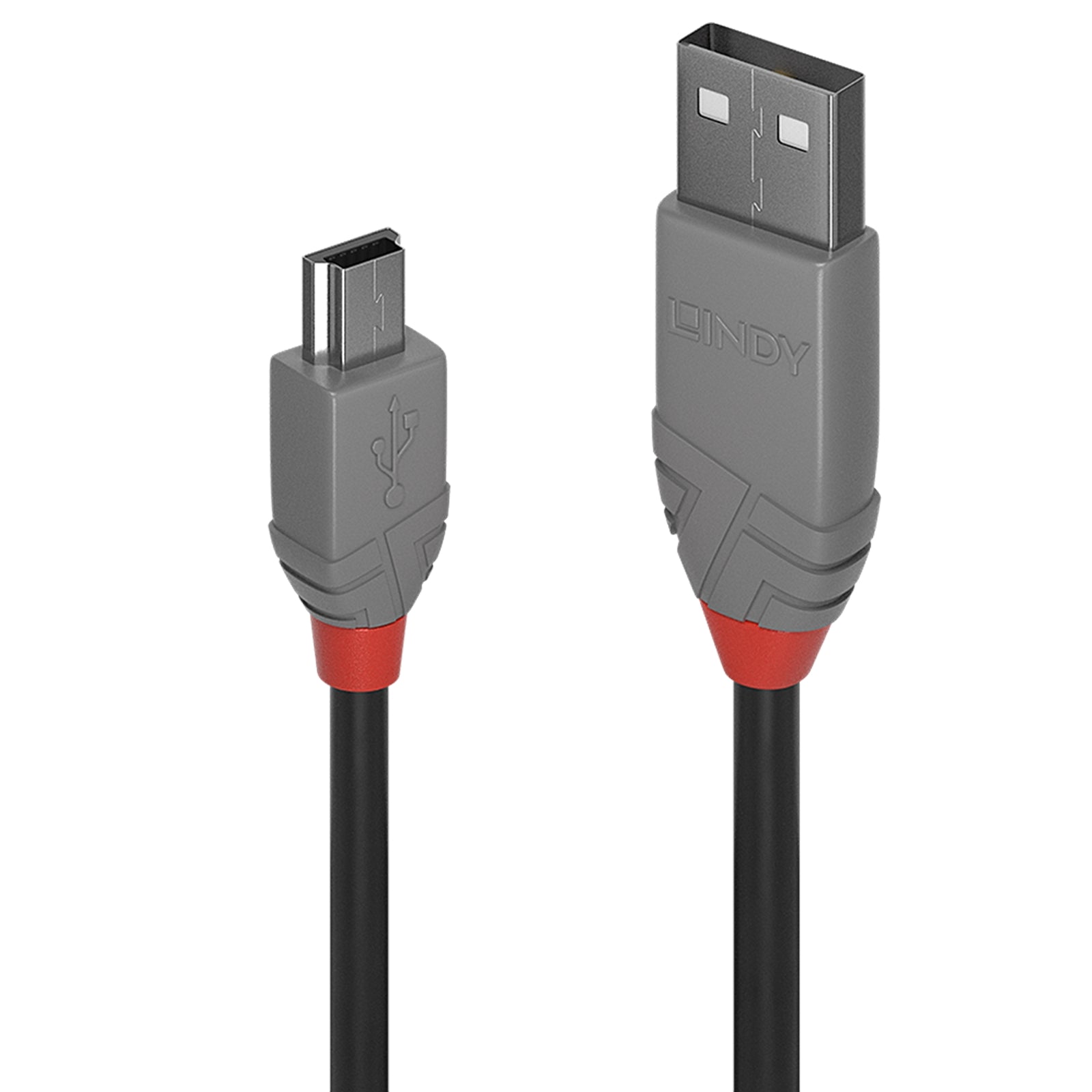 Lindy 36722 1m USB-A (M) 2.0 To USB Mini-B (M) 2.0 Anthra Line 480Mbps Cable - Black