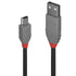 Lindy 36722 1m USB-A (M) 2.0 To USB Mini-B (M) 2.0 Anthra Line 480Mbps Cable - Black