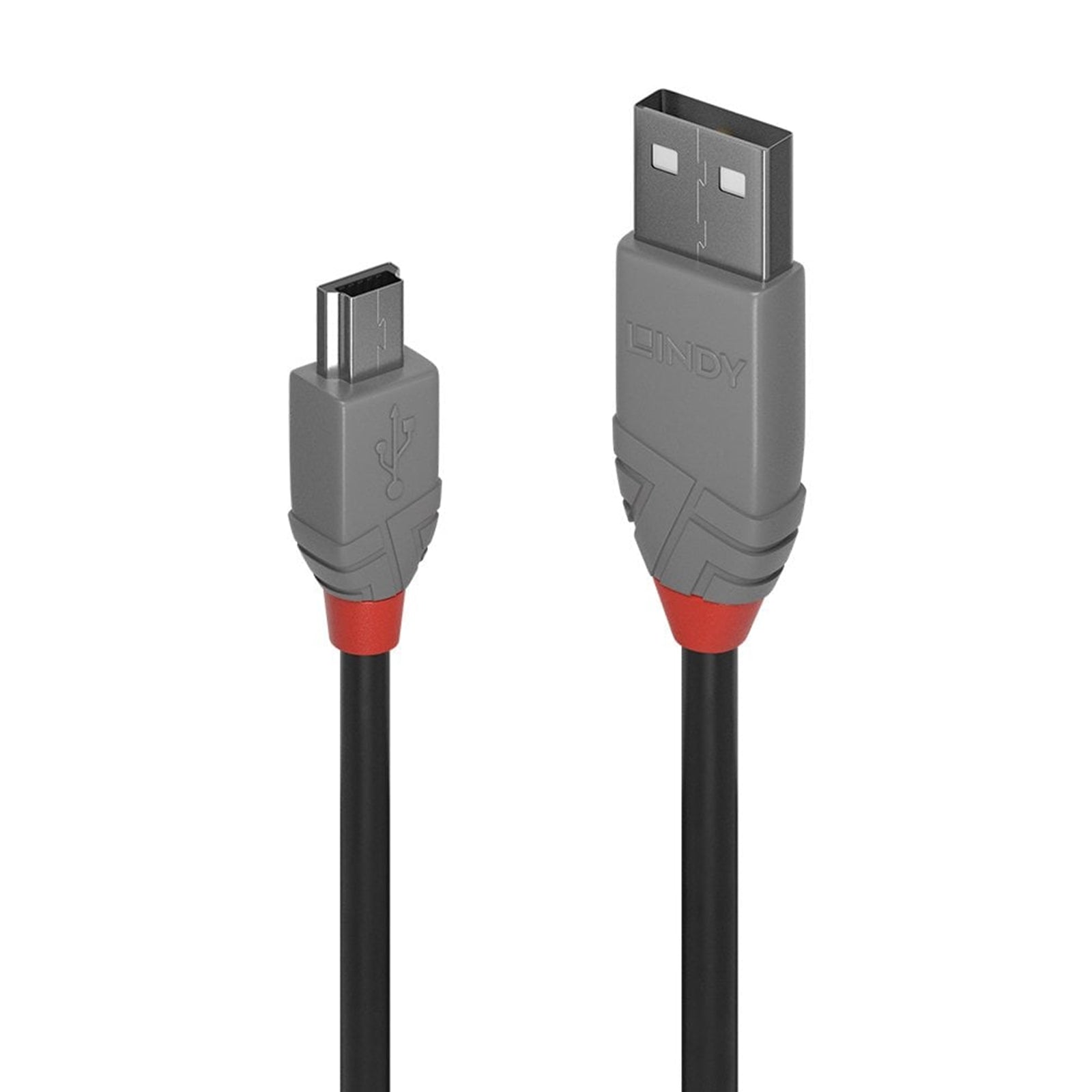 Lindy 36725 5m USB-A (M) 2.0 To USB Mini-B (M) 2.0 Anthra Line 480Mbps Cable - Black