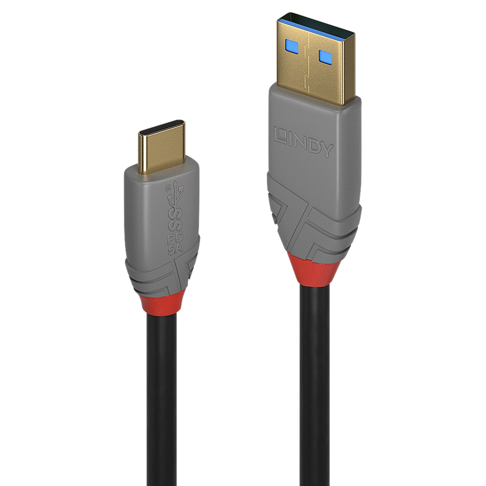 Lindy 36912 1.5m USB-A (M) 3.2 To USB-C (M) 3.2 5 Amp PD 3.0 Anthra Line 10Gbps Cable - Black