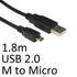 USB 2.0 A (M) to USB 2.0 Micro B (M) 1.8m Black OEM Data Cable