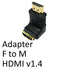 HDMI 1.4 (F) to HDMI 1.4 (M) Black OEM Right Angled Adapter