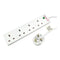 5m 4 Gang Surge Protected LED Indicator UK Mains Extension - White