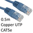 RJ45 (M) to RJ45 (M) CAT5e 0.5m Blue OEM Moulded Boot Copper UTP Network Cable