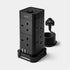 VonHaus Tower Extension Lead with USB, Power Surge Protection 2M Cable Black, 8 x UK Mains Sockets, Three-Pin 13A Plugs, Arranged Vertically With 2 Sockets On Each Of The 4 Sides