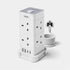 VonHaus Tower Extension Lead with USB, Power Surge Protection 2M Cable White, 8 x UK Mains Sockets, Three-Pin 13A Plugs, Arranged Vertically With 2 Sockets On Each Of The 4 Sides