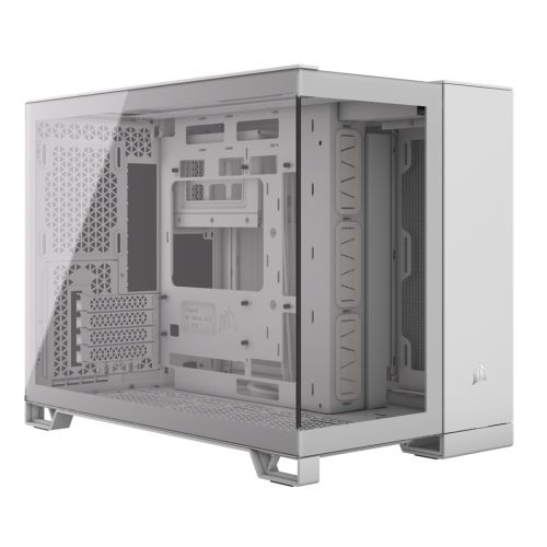 Corsair 2500X Dual Chamber Gaming Case w/ Glass Side & Front, Micro ATX, Mesh Panels, USB-C, Asus BTF Compatible, White - North East Peripherals Ltd