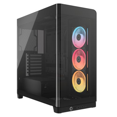 Corsair FRAME 4500X LX-R RGB LINK Gaming Case w/ Glass Side & Front, E-ATX, 3x LX120-R RGB Fans, InfiniRail Fan Mounting, USB-C, Asus BTF Compatible, Black