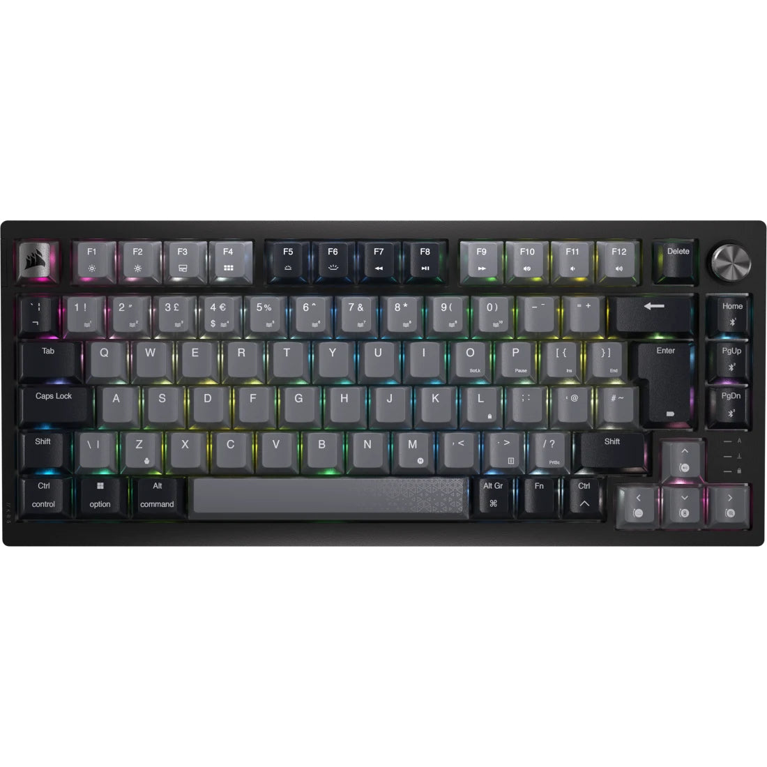Corsair K65 PLUS Wireless Compact 75% Mechanical RGB Gaming Keyboard, Wireless/Btooth/USB, MLX Red Linear Switches, Sound Dampening, Black