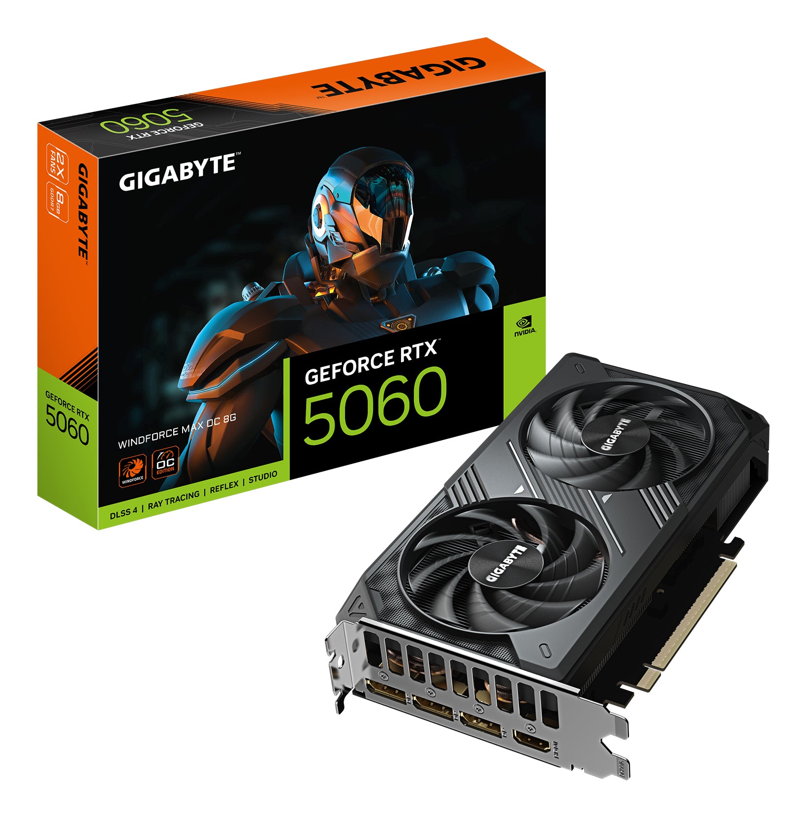 GIGABYTE GeForce RTX 5060 WINDFORCE MAX OC 8G Graphics Card - 8GB GDDR7, 128bit, PCI-E 5.0, 2512MHz Core Clock, 3 x DP, 1 x HDMI, NVIDIA DLSS 4