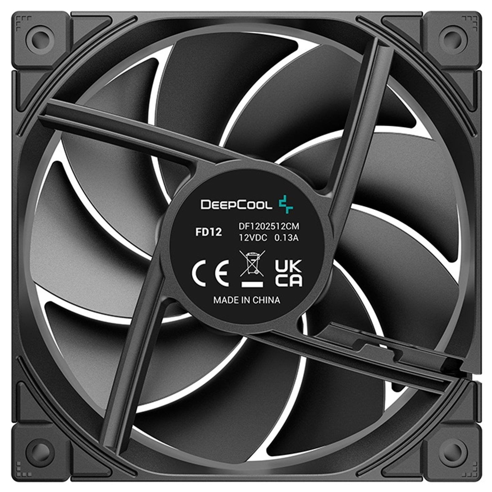 DeepCool FD12 120mm PWM Case Fan, High Airflow, Low Noise, Hydro Bearing, Daisy-Chain 8-Pin Connector, Black, Single Pack