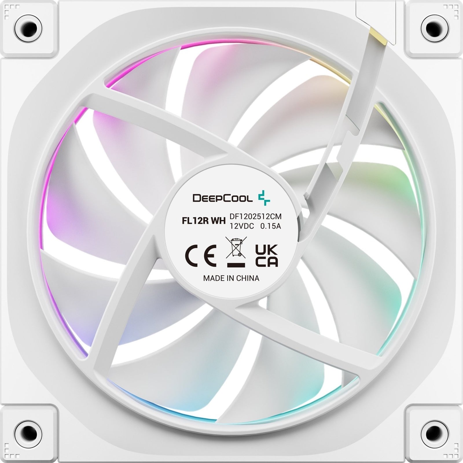 DeepCool FL12 120mm PWM 3 Pack Reverse White Fan - High Performance, Low Noise, Fluid Dynamic Bearing, 36 ARGB LEDs, 500-2150 RPM, 55 CFM Airflow, 4-Pin PWM Control
