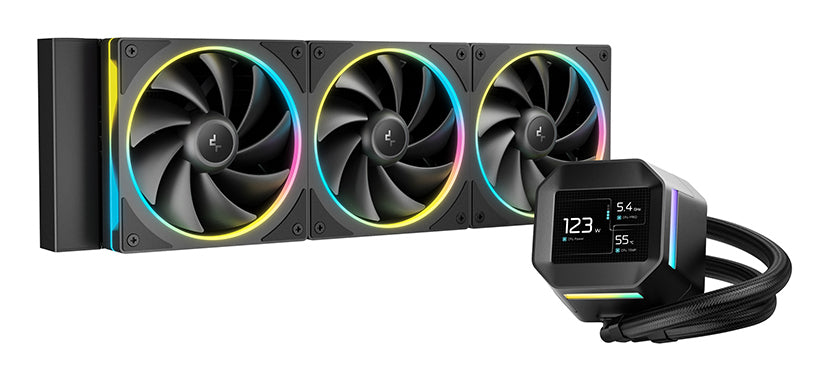 DeepCool LM360 Liquid CPU Cooler with 2.4" IPS Display, 360mm AIO, Triple 120mm ARGB Fans, Anti-Leak Technology, PWM Pump, Intel LGA 1851/1700 & AMD AM5 Compatible, Black