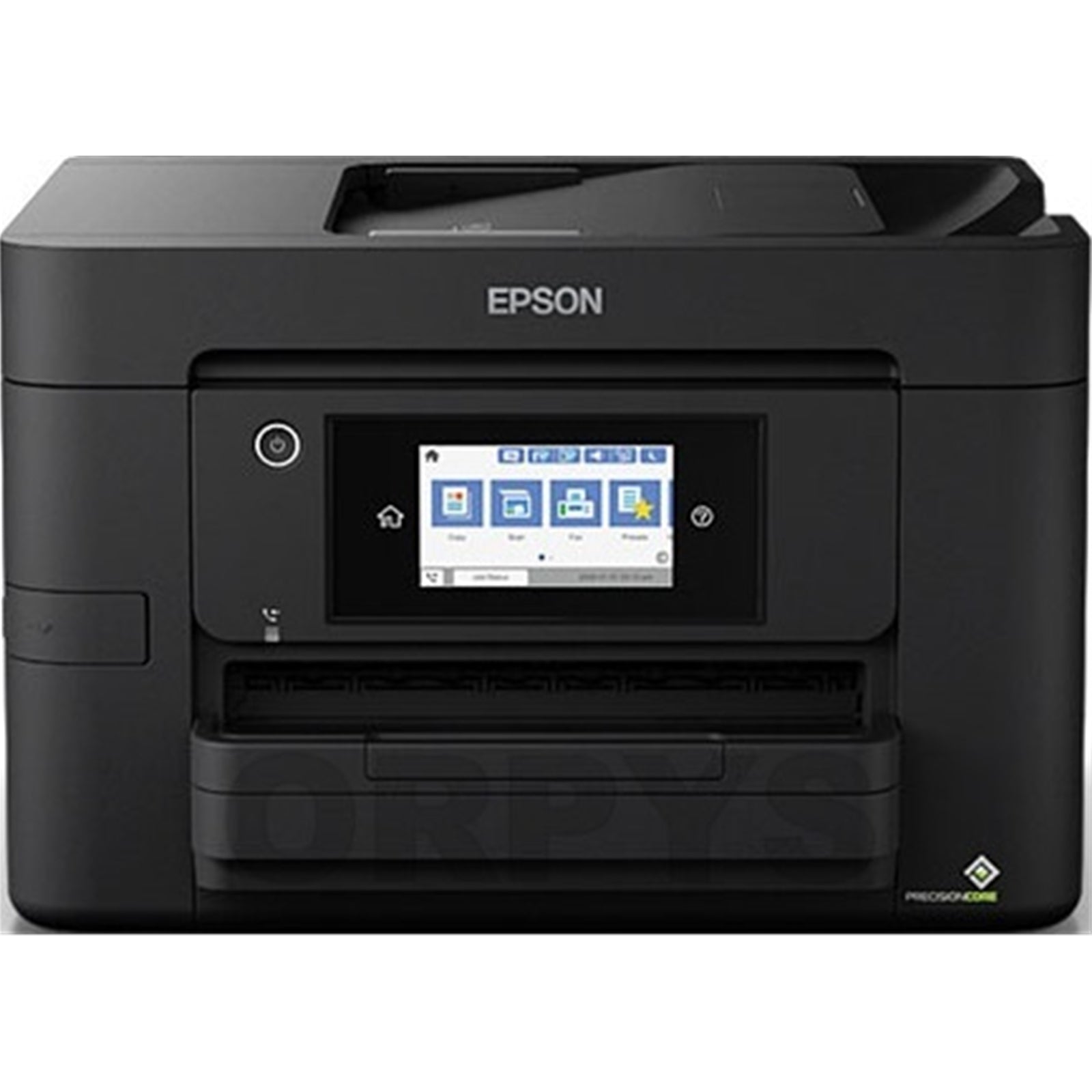 Epson WorkForce WF-4820DWF inkjet printer in black, A4 color printing, wireless and Ethernet connectivity, all-in-one with fax and duplex.