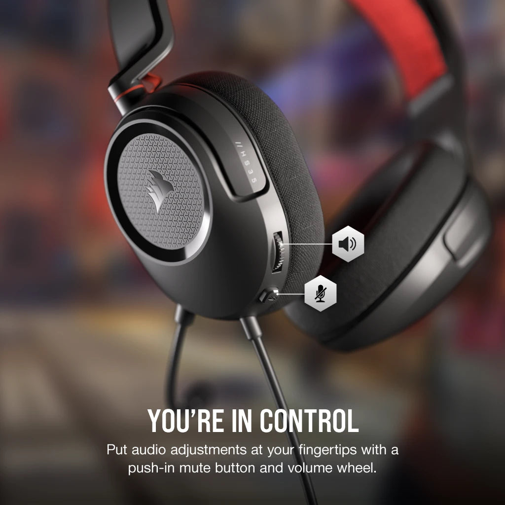 Corsair HS35 v2 Wired Gaming Headset - Red