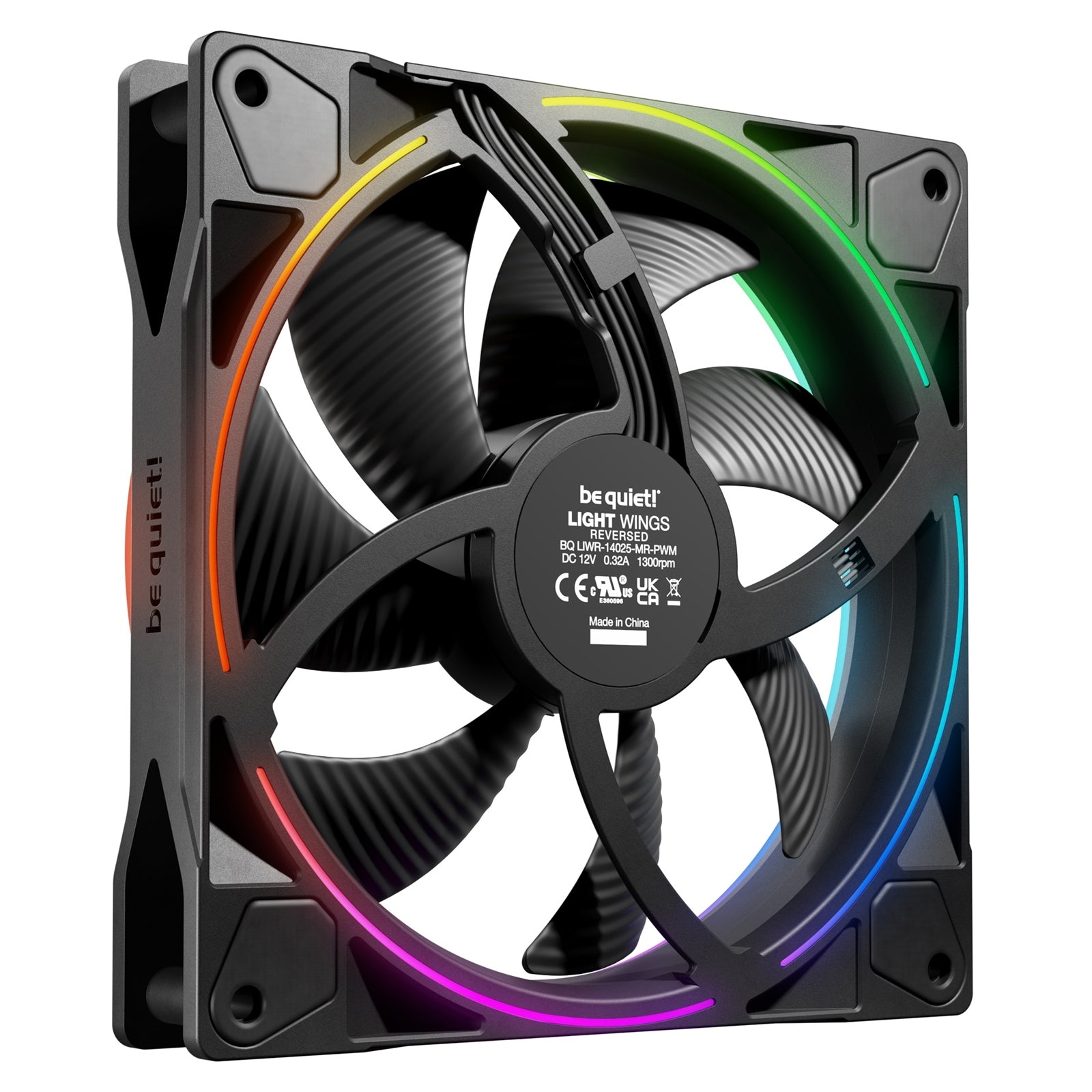 be quiet! Light Wings 140mm PWM Reverse, ARGB Lighting, Ultra-Quiet Operation Max 25.5dB(A), High Airflow, 60,000 Hours