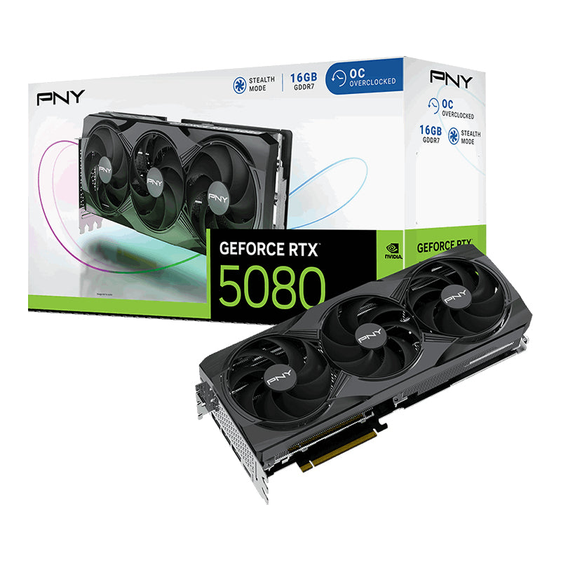 PNY GeForce RTX 5080 Overclocked Triple Fan GPU NVIDIA 16 GB GDDR7