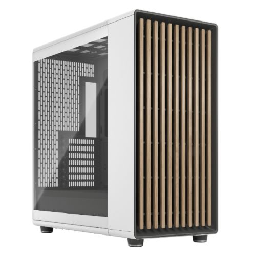 Fractal Design North XL Chalk White (TG Clear) Case w/ Clear Glass Window, E-ATX, 3 PWM Fans, USB-C, Oak Front - North East Peripherals Ltd