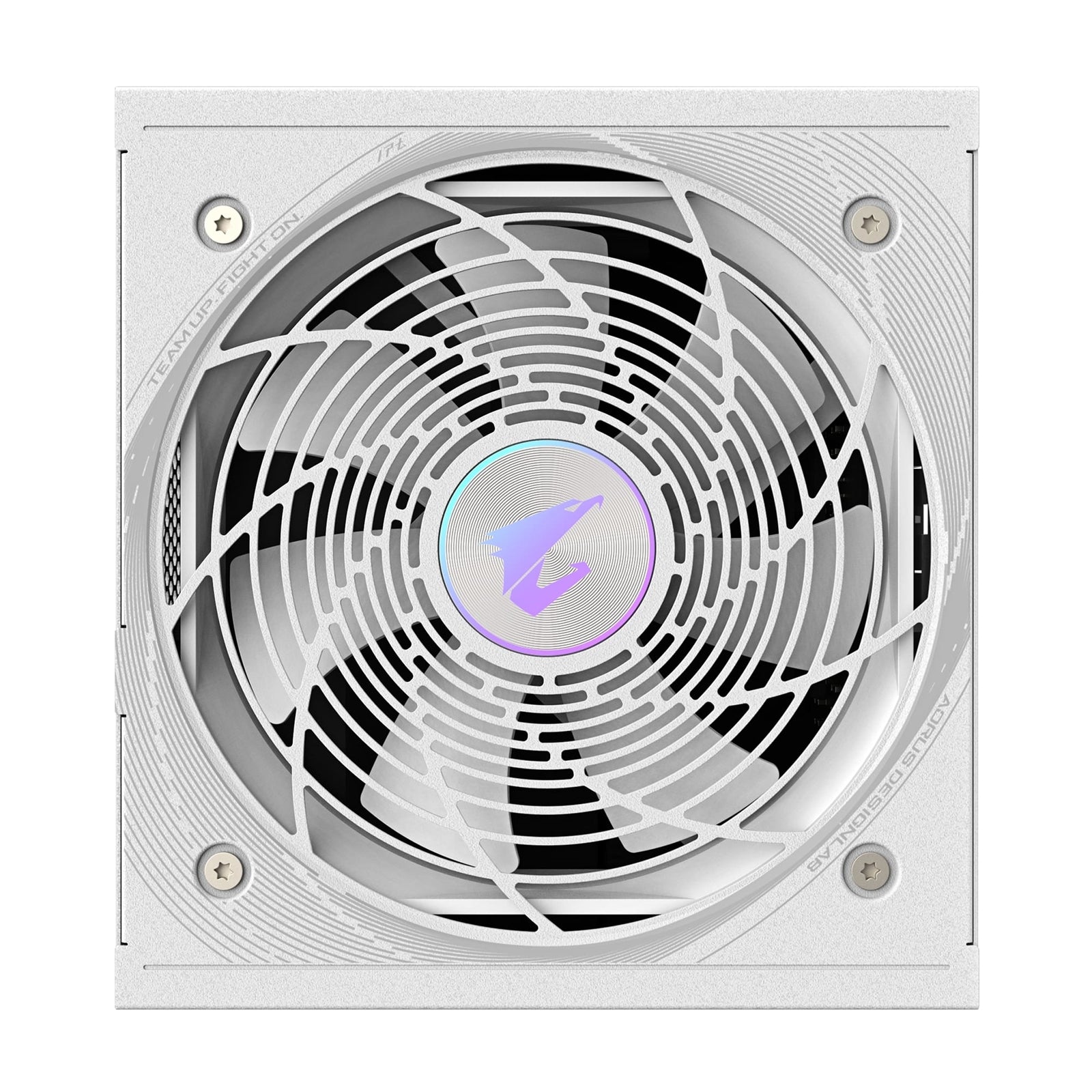 Gigabyte AORUS ELITE ICE 850W White fully modular power supply with 80 Plus Platinum, ATX 3.1, PCIe 5.0, and silent 120mm fan.