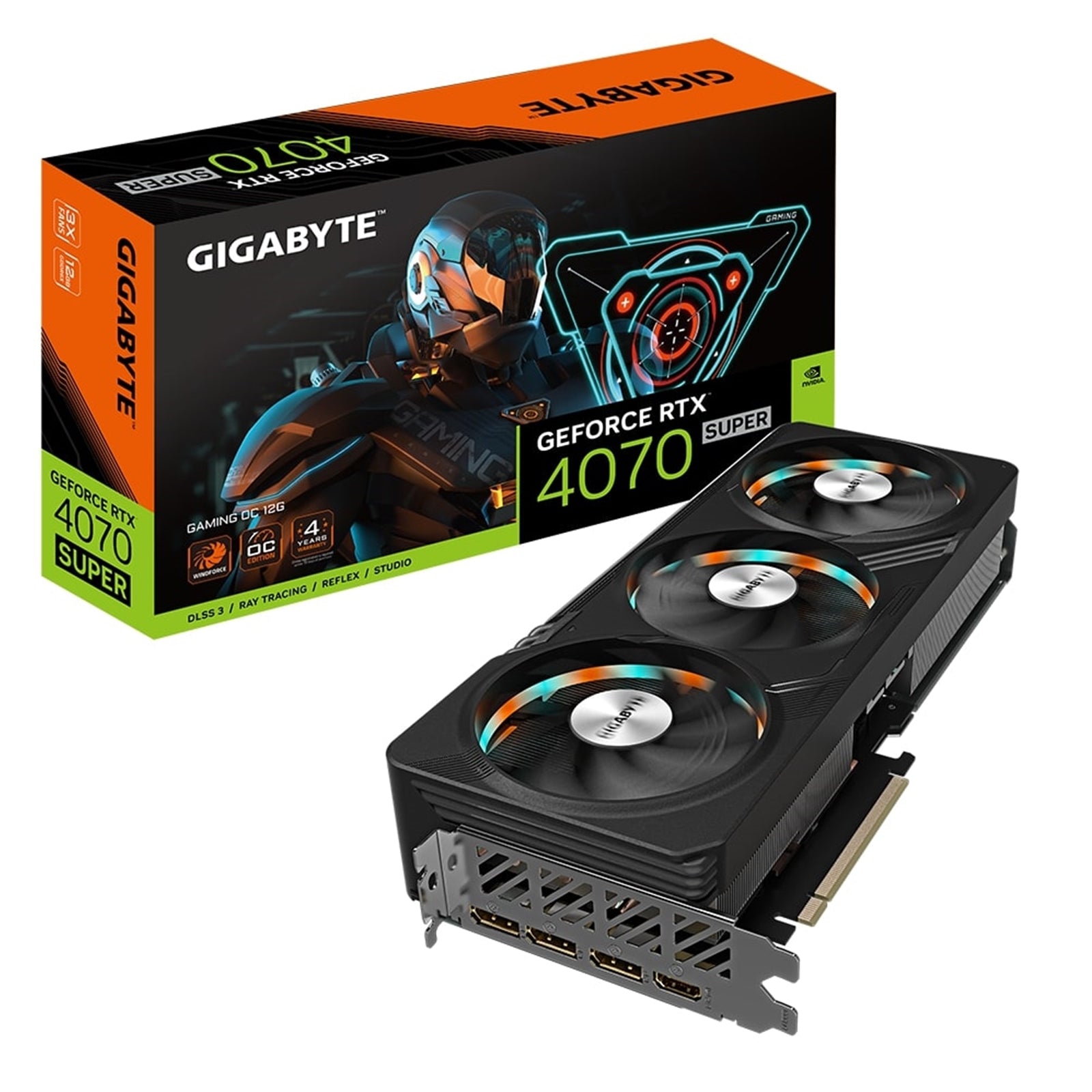 Gigabyte NVIDIA GeForce RTX 4070 SUPER GAMING OC 12G Graphics Card, 12GB GDDR6X, 7168 CUDA Cores, 2565 MHz Core Clock, Triple Fan, RGB, 3x DisplayPorts / 1x HDMI Port