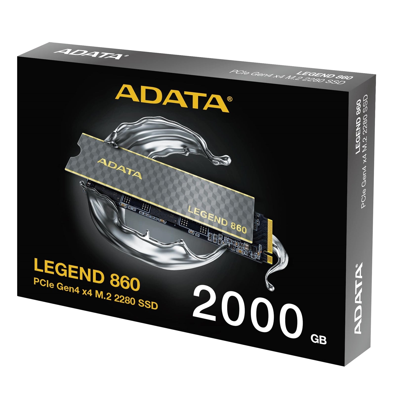 Adata Legend 860 (SLEG-860-2000GCS) 2TB NVMe SSD, PCIe Gen4, M.2 Interface, 2280, Read 6000 MB/s, Write 5000 MB/s, Heatsink 5 Year Warranty