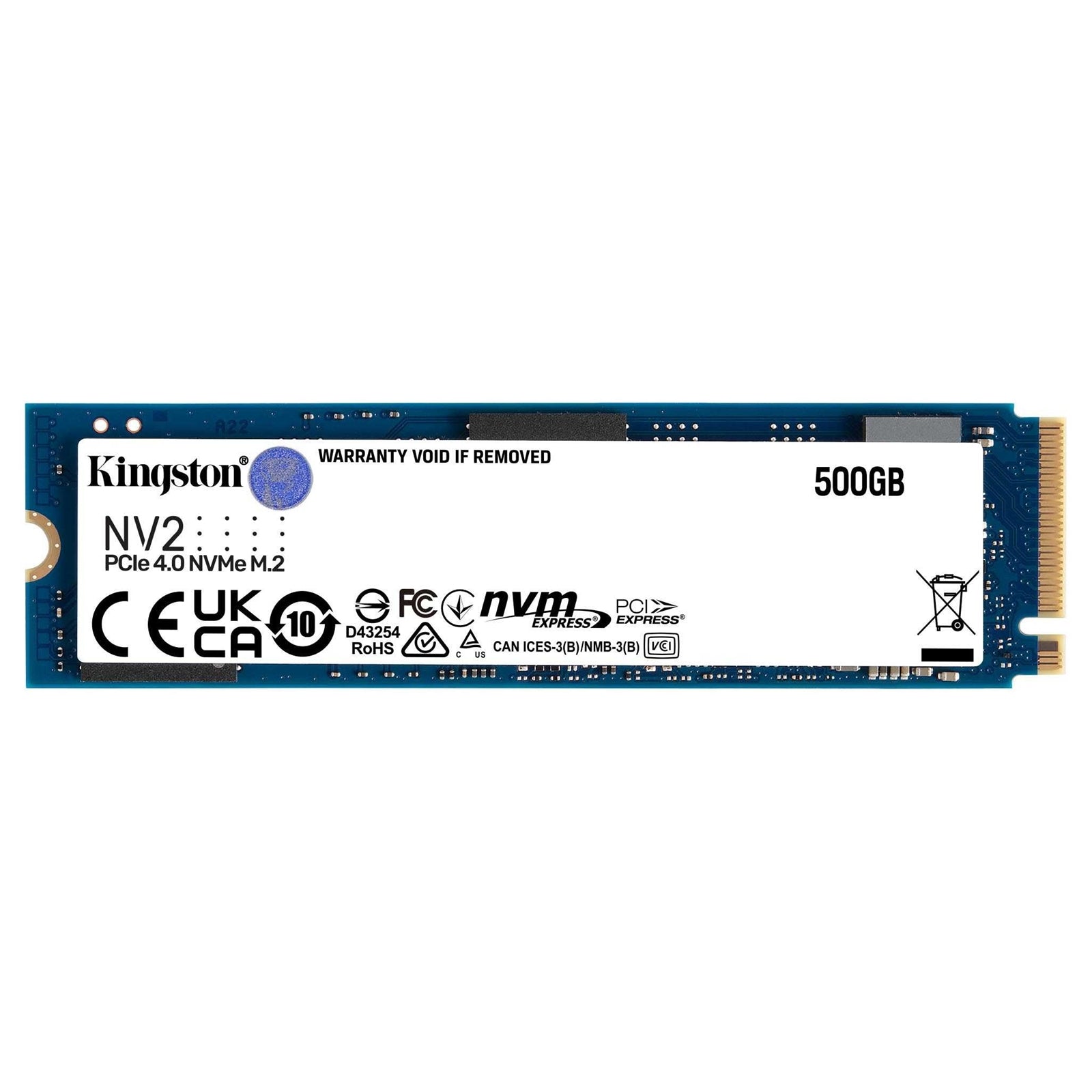 Kingston 500GB NV2 M.2 NVMe SSD, M.2 2280, PCIe4, R/W 3500/2100 MB/s