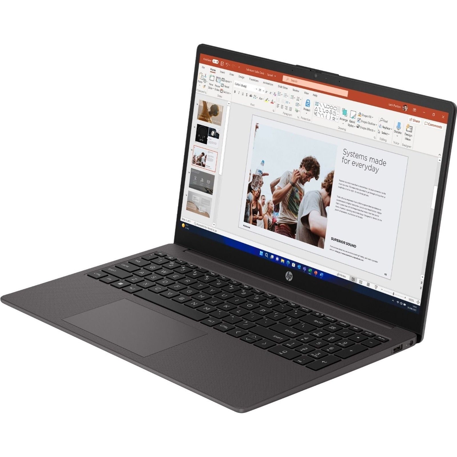 HP 255 G10 AK9V0AT#ABU Laptop, 15.6 Inch Full HD 1080p Screen, AMD Ryzen 5-7530U Processor, 16GB RAM, 512GB SSD, Windows 11 Home