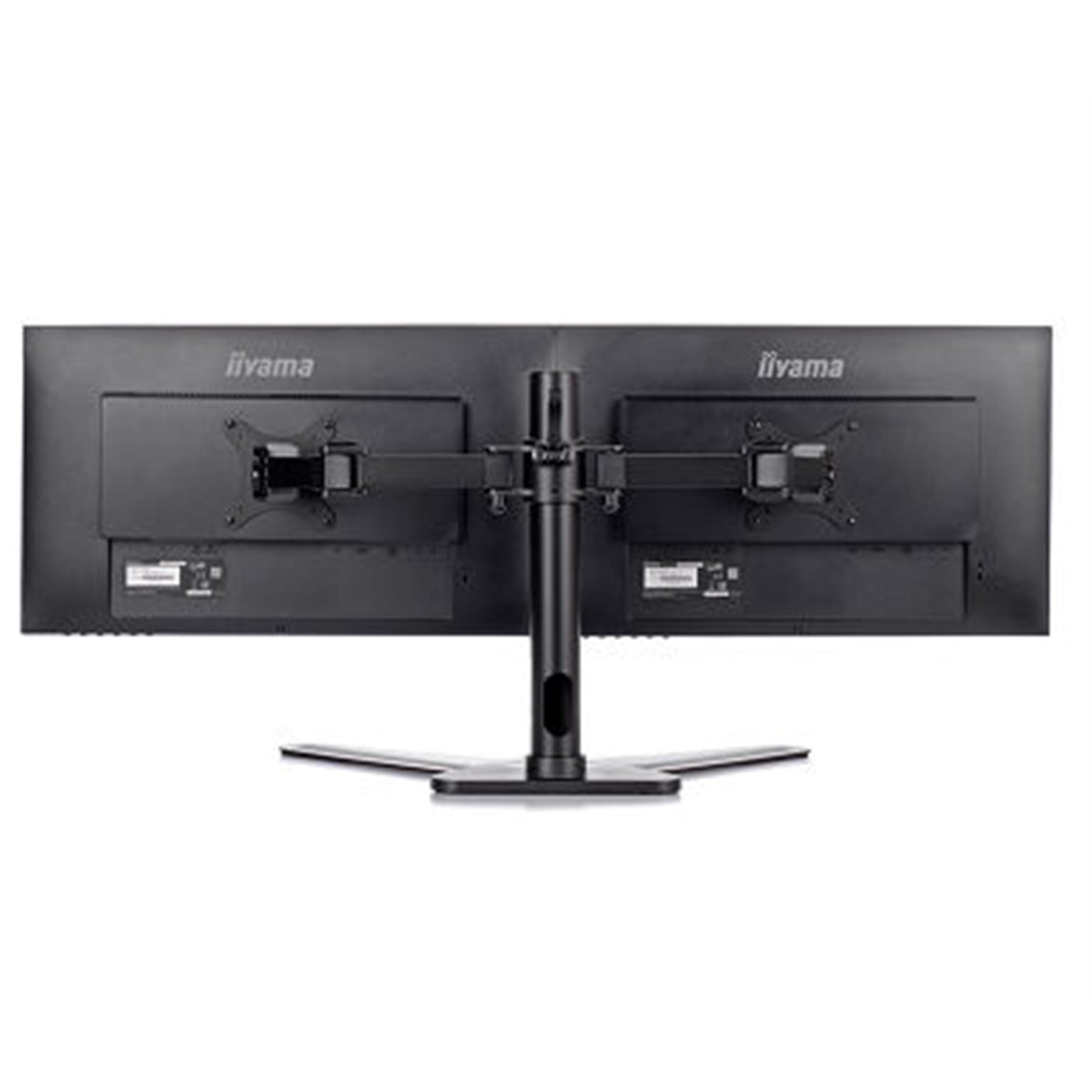iiyama DS1002D-B1 Dual Desk Stand Monitor Arm, Desk Mount, Fits 2 x 30 Inch Flat Screens, Tilt, Swivel, Height, Rotation, inc Cable Management