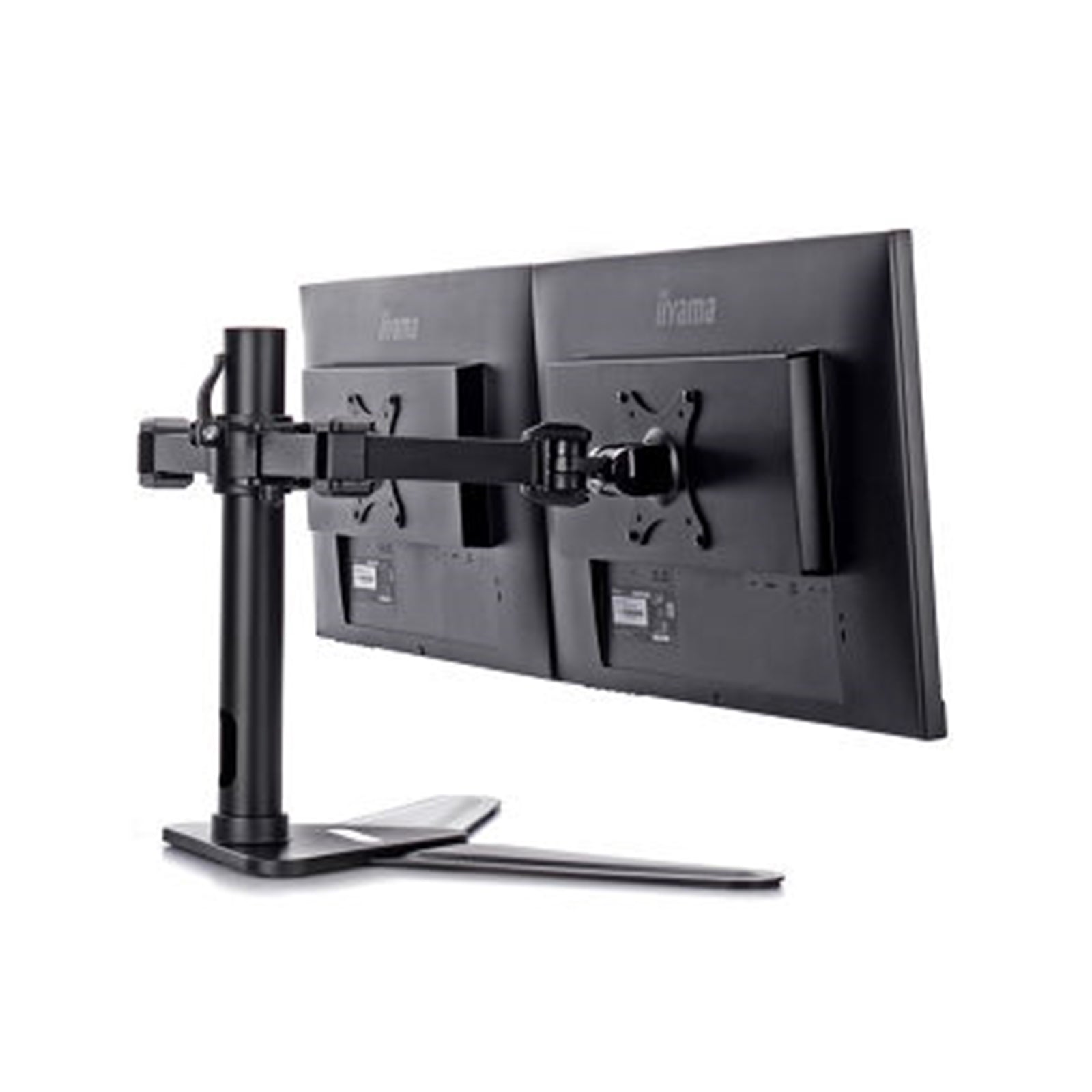 iiyama DS1002D-B1 Dual Desk Stand Monitor Arm, Desk Mount, Fits 2 x 30 Inch Flat Screens, Tilt, Swivel, Height, Rotation, inc Cable Management