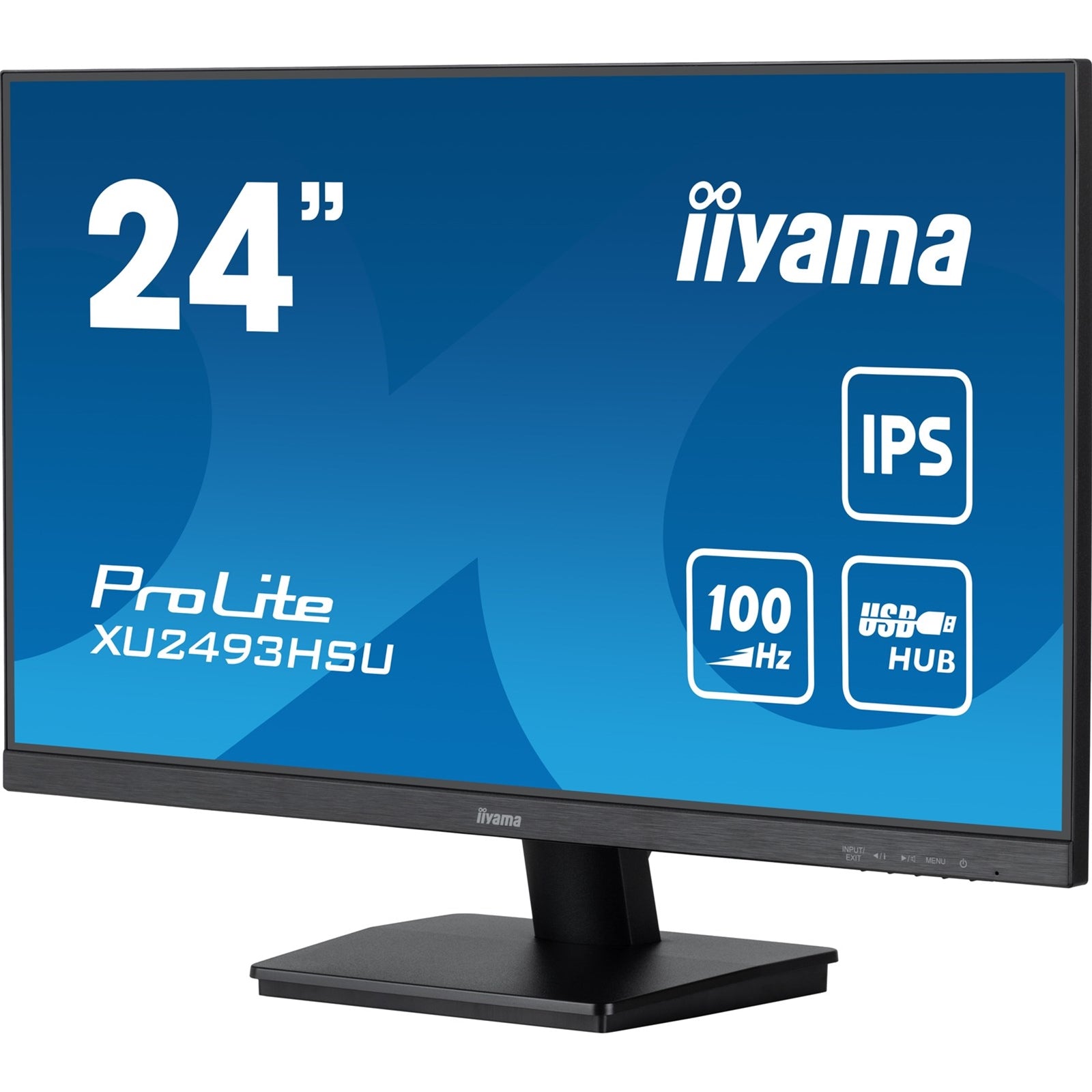 iiyama ProLite XU2493HSU-B7 IPS Monitor - 24 Inch, 1920x1080 Full HD (1080p) @ 100 Hz, 250 cd/m, 1ms, USB-Hub, HDMI, DisplayPort, speakers, VESA, Matte Black