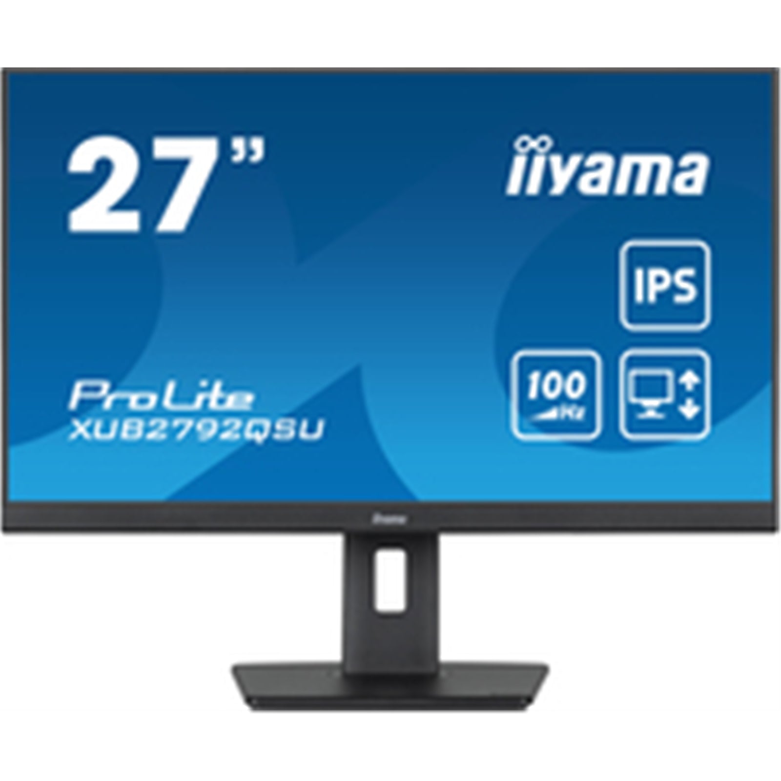 iiyama Prolite XUB2792QSU-B6 27 inch QHD IPS Monitor, 0.4ms, HDMI, DisplayPort, USB Hub, 100Hz, Speakers, Black, Internal PSU, Height Adjust, Pivot, VESA