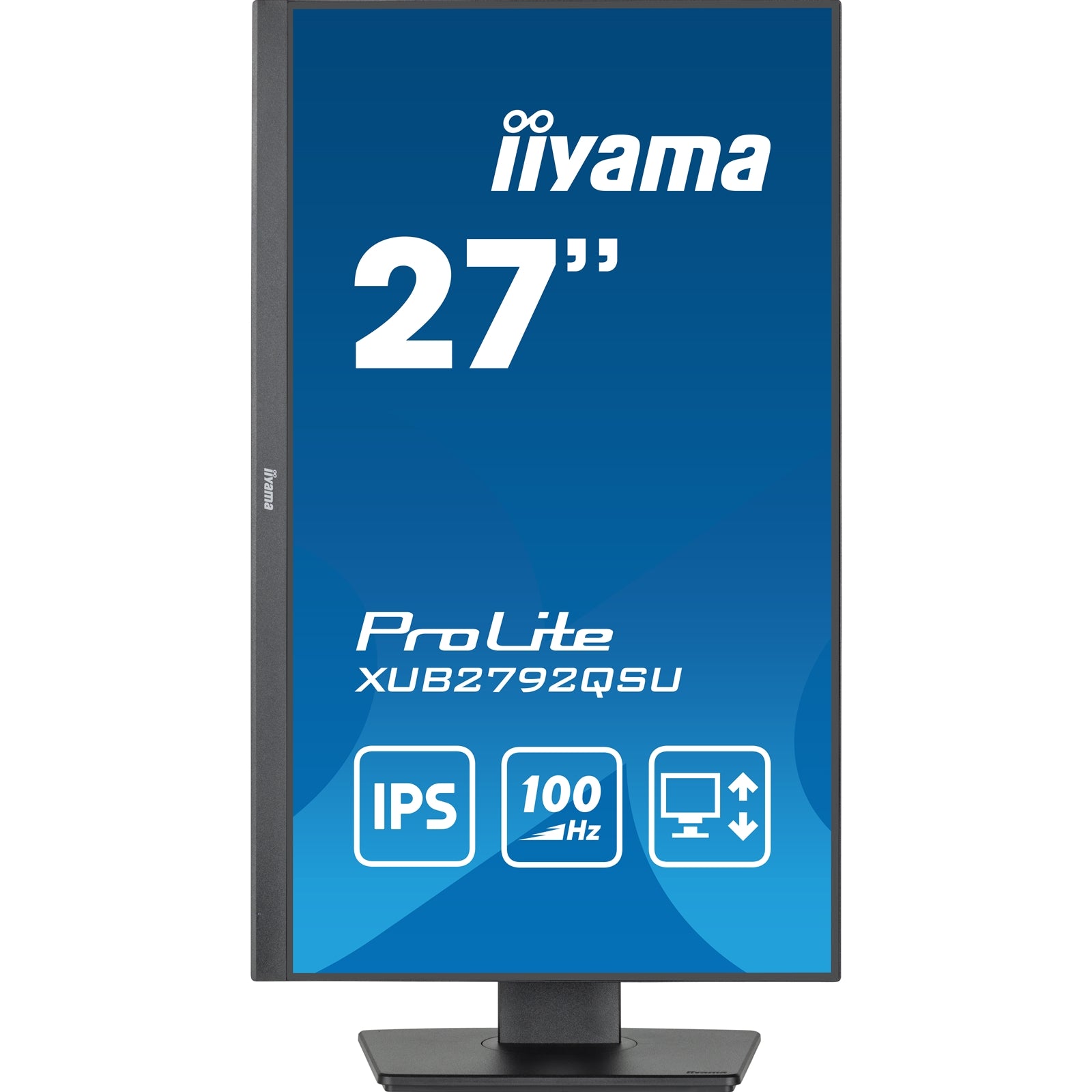 iiyama Prolite XUB2792QSU-B6 27 inch QHD IPS Monitor, 0.4ms, HDMI, DisplayPort, USB Hub, 100Hz, Speakers, Black, Internal PSU, Height Adjust, Pivot, VESA