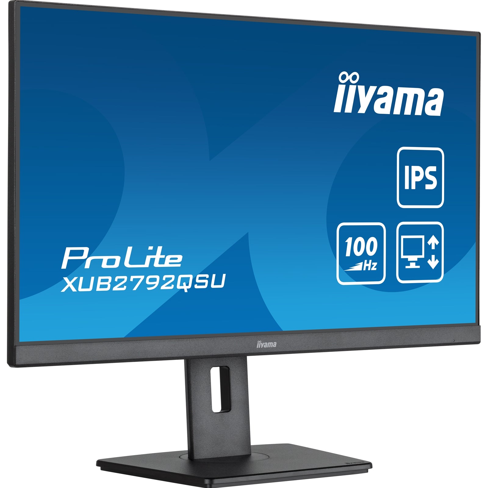 iiyama Prolite XUB2792QSU-B6 27 inch QHD IPS Monitor, 0.4ms, HDMI, DisplayPort, USB Hub, 100Hz, Speakers, Black, Internal PSU, Height Adjust, Pivot, VESA