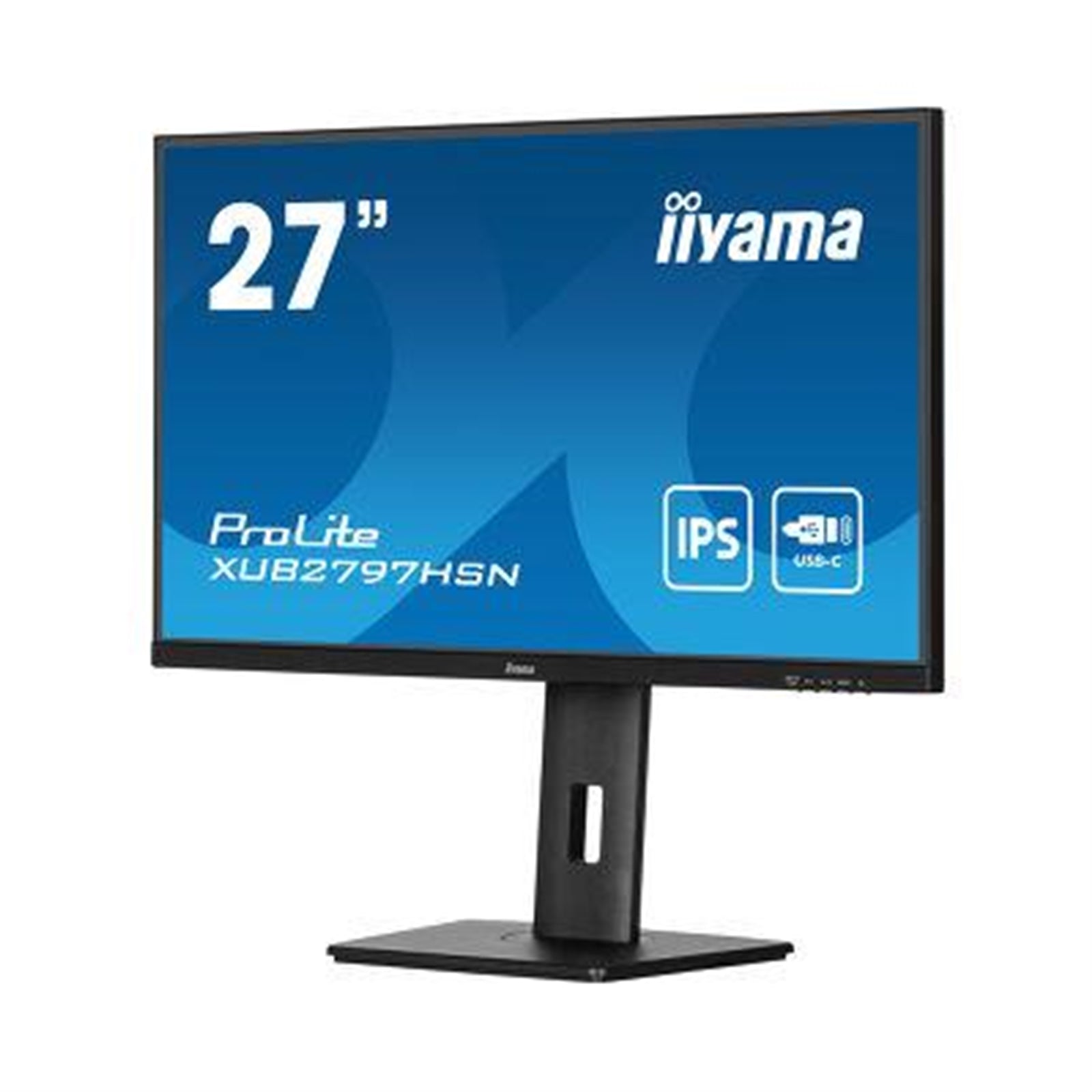 iiyama ProLite XUB2797HSN-B2 27 Inch Full HD IPS Monitor, Matte Black, USB-C Dock, RJ45, 100 Hz, 1x HDMI, 1x DisplayPort, 4x USB Hub, Speakers, Height Adjust, Pivot, VESA