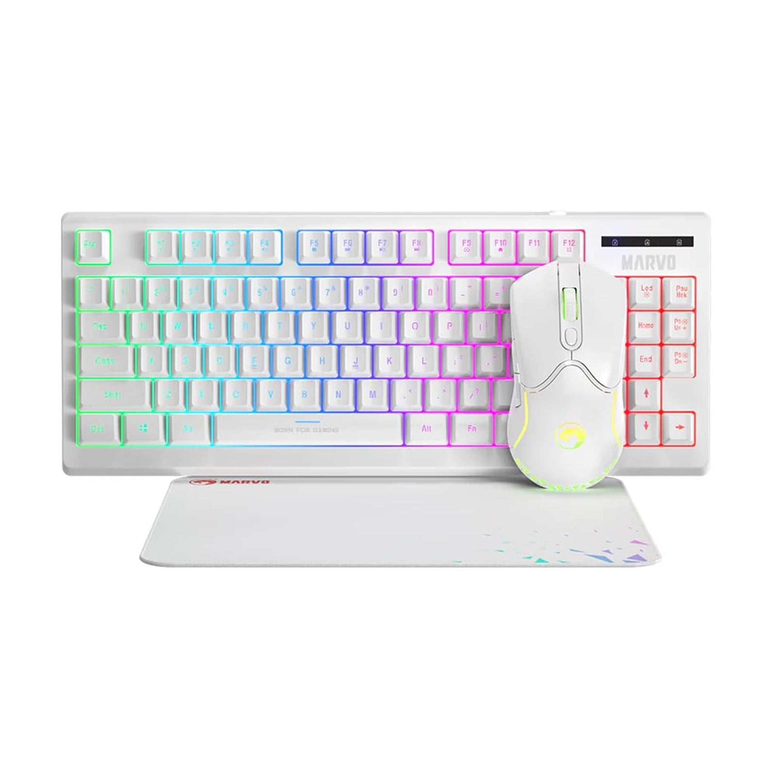 Marvo Scorpion CM310 Loot 30 3 in 1 RGB Gaming UK Layout TKL Keyboard, Mouse and Mat Bundle (White)