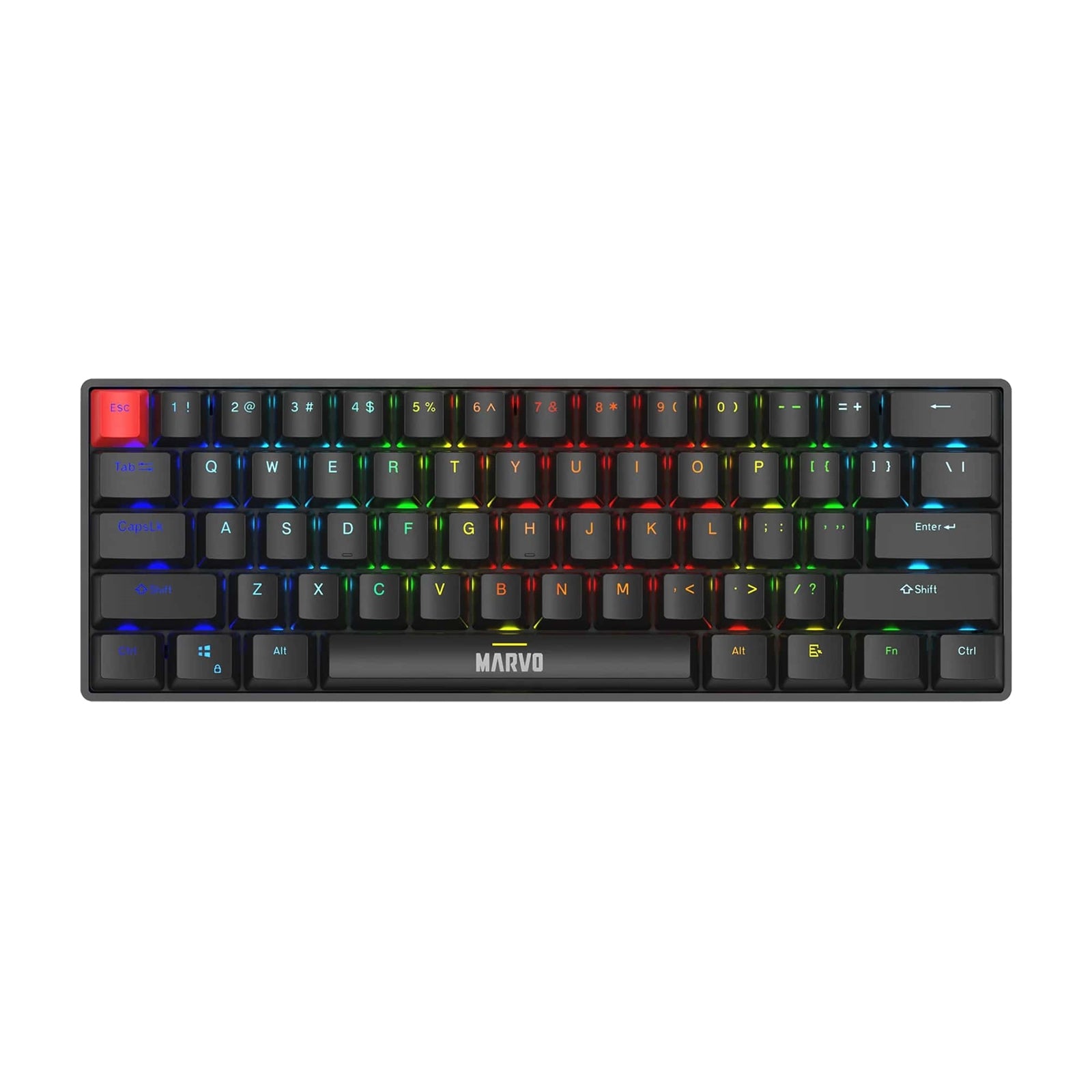 Marvo Scorpion KG933G Saber 61 Wired Mechanical RGB 60% UK Layout Gaming Keyboard (Black)