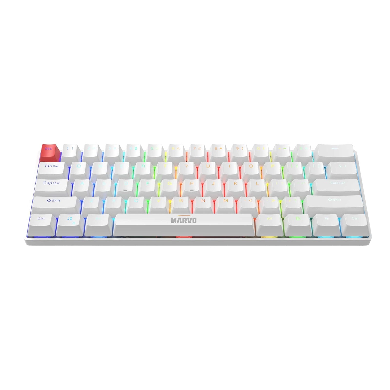 Marvo Scorpion KG933G Saber 61 Wired Mechanical RGB 60% UK Layout Gaming Keyboard (White)