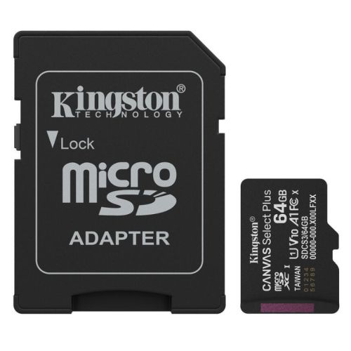 Kingston Canvas Select Plus  SDCS3/64GB 64GB Micro SD UHS-I (U1) Flash Card with Adapter