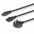 Lindy 30374 2.5m UK 3 Pin Plug To IEC C13 (Kettle) & IEC C5 (Clover) 10 Amp Mains Splitter Extension Cable - Black