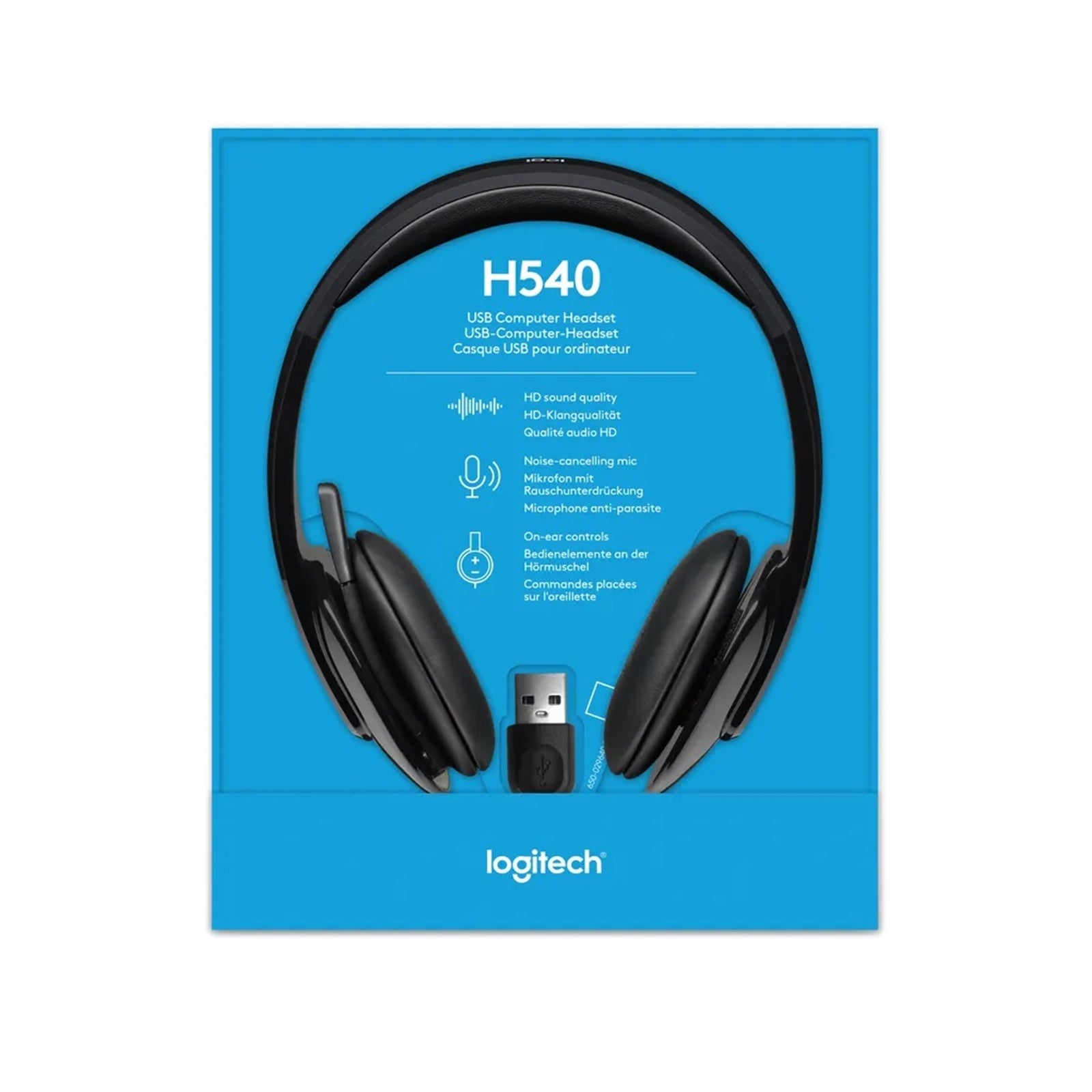 Logitech H540 USB Headset with Noise-Cancelling Mic and On Ear Controls