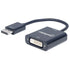 Manhattan DisplayPort 1.2a to DVI-D 24+1 Adapter Cable, 1080p@60Hz, 23cm, Male to Female, Active, Equivalent to DP2DVIS, Compatible with DVD-D, Black, Three Year Warranty, Polybag