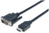 Manhattan HDMI to DVI-D 24+1 Cable, 2m, Male to Male, Black, Equivalent to HDDVIMM2M, Dual Link, Compatible with DVD-D, Lifetime Warranty, Polybag