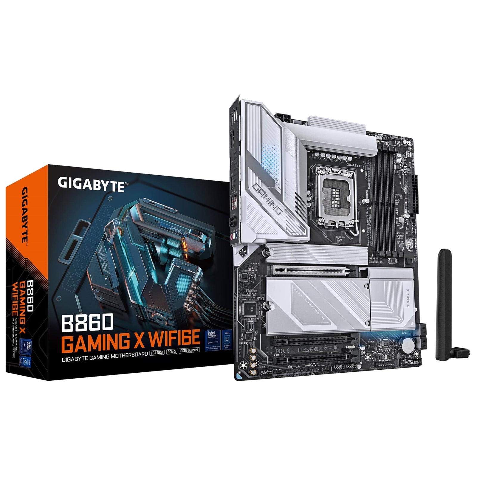 Gigabyte B860 GAMING X WIFI6E Intel 1851 Socket Motherboard, ATX, 4x DDR5 Slots, 3x M.2 Sockets, 2x USB-C Port, Fitted I/O Shield, 2.5GbE LAN, Wi-Fi 6E, 1x DisplayPort / 1x HDMI / 1x USB-C (USB4)