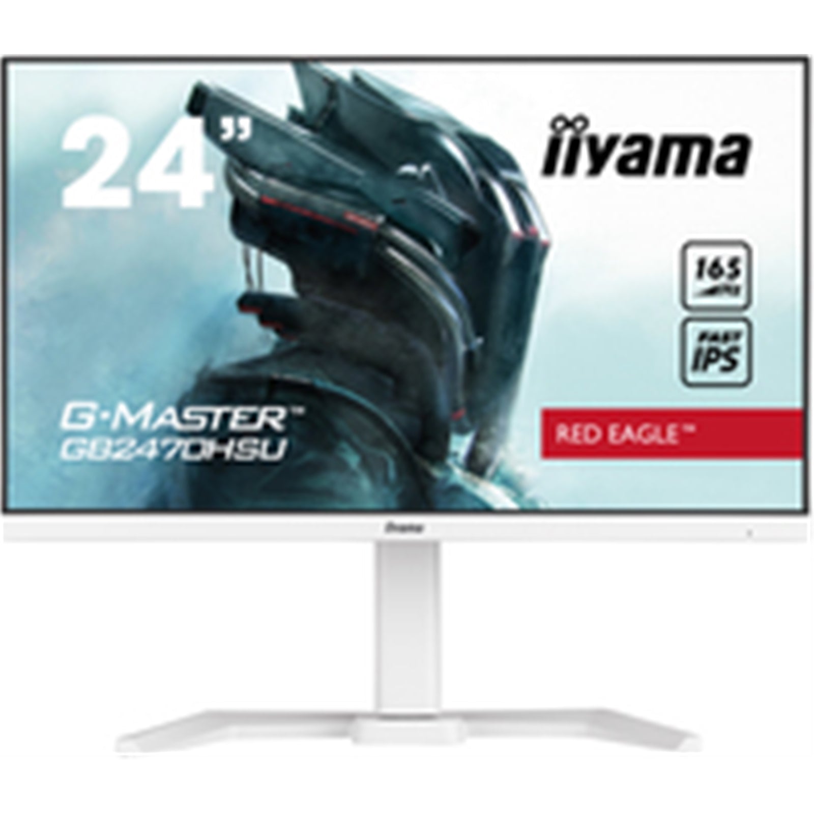 iiyama G-MASTER GB2470HSU-B5 Red Eagle 23.8 inch IPS Monitor, Full HD, 0.8ms, HDMI, DisplayPort, USB Hub, Freesync, 165Hz, Speakers, Internal PSU, Height Adjustable, Pivot, VESA, White